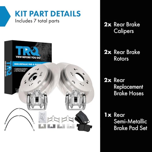 Image of TRQ Rear Brake Pad & Rotor Kit Semi-Metallic Compatible with 2007-2012 Acura RDX
