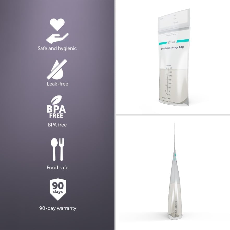 Miniatura 6 de Elvie Bolsas de almacenamiento de leche materna para almacenar leche materna congelada y caliente, en casa o en movimiento, bolsas de almacenamiento