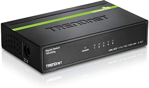 TRENDnet 5-Port Unmanaged Gigabit GREENnet Desktop Metal Switch, Ethernet-Network Switch, 5 x Gigabit Ports, Fanless, 10 Gbps Switching Fabric, Lifetime Protection, Black, TEG-S50g
