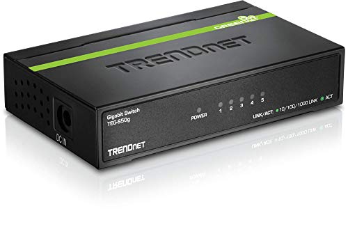 Trendnet 5-Port Unmanaged Gigabit Greennet Desktop Metal Switch, Ethernet-Network Switch, 5 X Gigabit Ports, Fanless, 10 Gbps Switching Fabric, Lifetime Protection, Black, Teg-S50G #TOP9