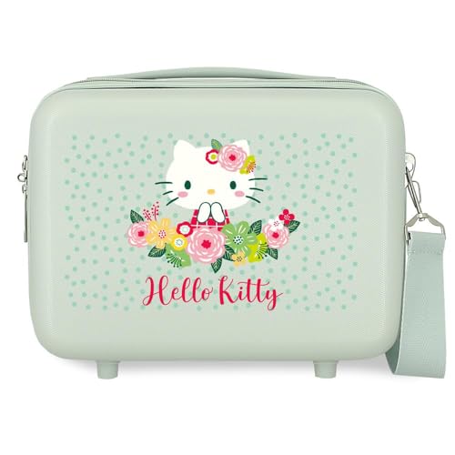 Di Joumma Bags Sanrio Hello Kitty Floral Kitty Nececer - Collarino adattabile, 29 x 21 x 15 cm, in ABS rigido, 9,1 l, 0,8 kg, colore: Verde