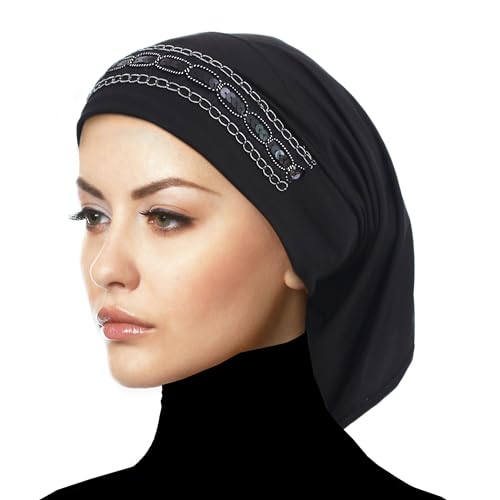 Middle Eastern Mall Luxor Tube Hijab Under Scarf Fashion Chemo Caps (Black)