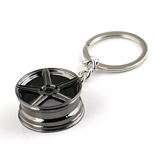 Image of maycom Creative Hot Auto Part Model for MB Wheel Rim Tyre Keychain Keyring Key Chain Ring Keyfob (Black)