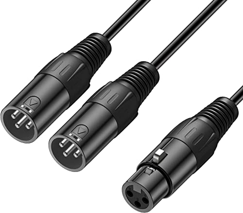 J&D Cable de XLR Hembra a Doble XLR Macho, 2 XLR Macho a XLR Hembra Adaptador de Cable con Cubierta de PVC Micrófono Balanceado Divisor en Y para Mezclador de Grabación AMP Limiter Speaker, 0,48m