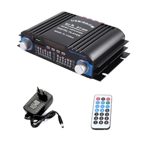 Vocdikficy Amplificador Bluetooth HiFi Amplificador de Sonido de Audio Digital de 4 Canales Radio FM Soporte MP3 USB SD de Audio Doméstico, Enchufe de la UE