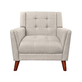 Christopher Knight Home Evelyn Mid Century Modern Fabric Arm Chair, Beige & Walnut 4178i2vQrJL. SS280