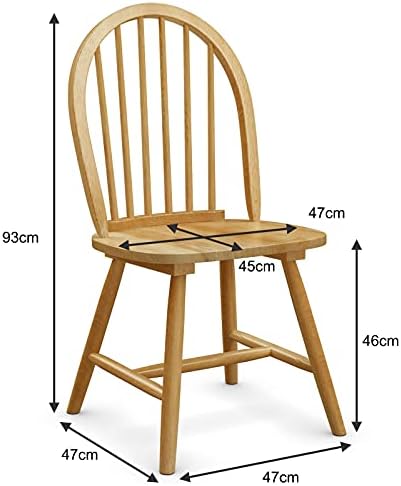 COSTWAY Set of 2 Dining Chairs, Solid Wood Side Chairs with High Spindle Back, Country Style Home Kitchen Dining Room Furniture 2PCS Leisure Chair Seats (Nature)