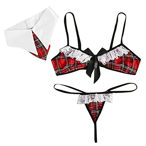 Pyjama femme dentelle et lingerie sexy écossaise avec thong du S au 2XL
