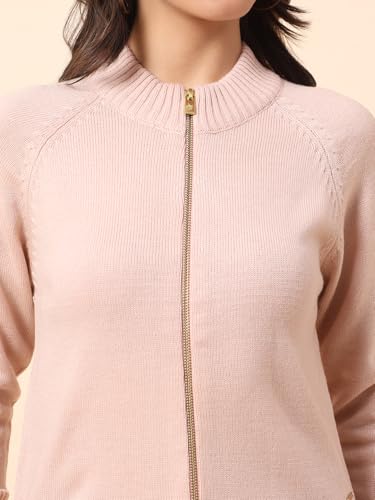 Image of Cantabil Sweater for Women l Winter Wear Acrylic Fabric Mandarin Collar Regular Fit Solid Pattern (P LSWT00178)