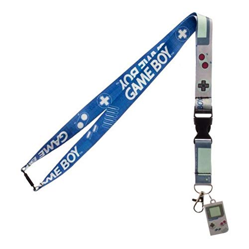 Nintendo Game Boy Reversible Breakaway Keychain Lanyard with ID Holder, Rubber Charm