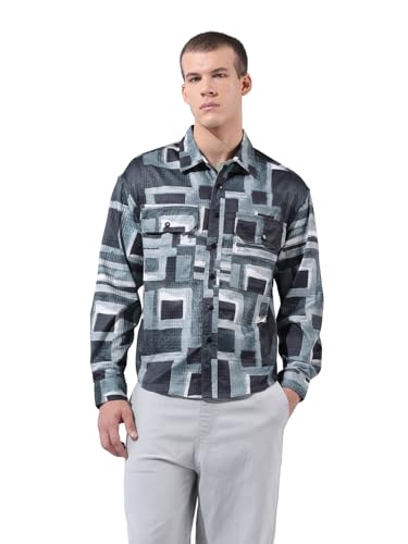 Chemise pour homme verte confortable à impression abstraite pour assumer votre originalité