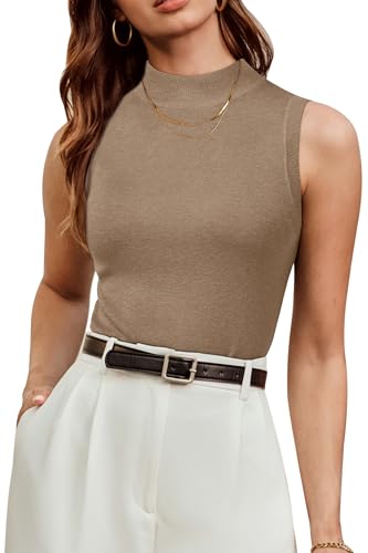 Image of Arach&Cloz Women's Wool Blend Mock Neck Fall Business Casual Sweater Tank