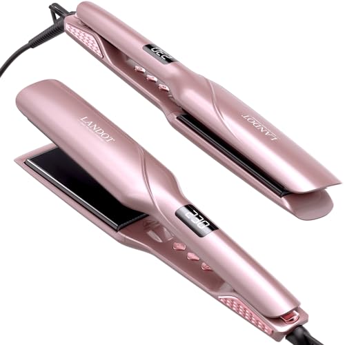 LANDOT-Ceramic-Hair-Straighteners-Flat-Iron-175-Inch-45-mm-Wide-Professional-Flat-Iron-for-All-Hair-Types-Adjustable-Temp-120C-230C-Fast-Heat-up-Dual-Voltage-Straightening-Iron
