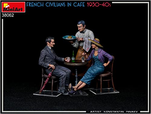 Miniart 1:35 - French Civilians in Cafe 1930-40's, Molded Color, Small - Image 3