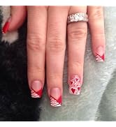 Valentine's Day Press on Nails Short Square Fake Nails, Red Press on Nails Heart with Design Vale...