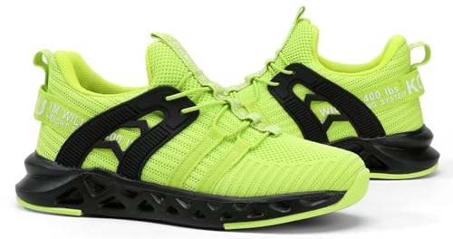 Ikunka Boys Girls Tennis Shoes Kids Breathable Slip On Sneakers School Running Shoes For Athletic Sport Green Size 3 Big Kid thumb #6