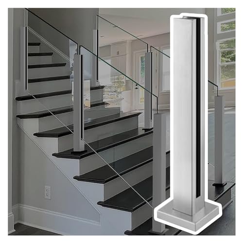 Poste cuadrado de acero inoxidable para barandilla de cristal interior y exterior, altura ajustable, 60105 cm, ideal para escaleras, balcones, jardines, duradero y elegante