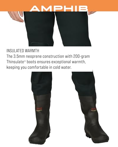 FROGG TOGGS Men's Amphib Neoprene Waterproof Fishing Bootfoot Chest Wader for Fishing, Cleated, 104