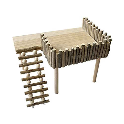 View of Cachpib Hamster Platform Wooden Platform Stand Shelf for Hamster Golden ...