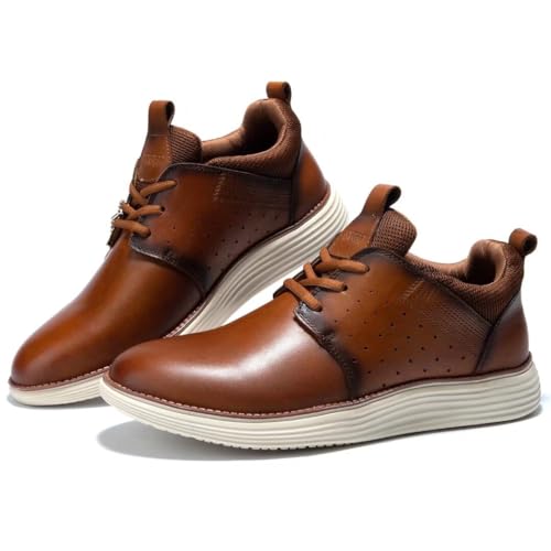 Image of Arkbird Casual Sneakers, Breathable Lace-Up Leather Walking Shoes Comfortable Fashion Sneakers for Men Daily Work