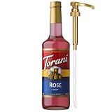 Torani Rose Syrup for Drinks, Flavoring for Tea, Lemonade, Sodas, and Cocktails, Glass Bottle with Pump Included, 25.4 Fl Oz