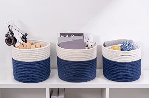 CubesLand Off White/Navy Storage Baskets Bins for Shelves/Organizing,Woven Cube Storage Baskets Bins for Storage, Organizing Baskets,Decor Woven Rope Baskets,Long-lasting Stylish,3pack by CubesLand - Image 6