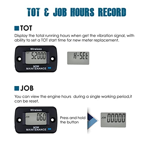 Runleader Digital Vibration Activated Hour Meter Gauge, Maintenance Reminders,Wireless Design - Suitable for Any Gas or Diesel Engines, Works on Lawn Mower Generator Compressor Snowblower - Image 3