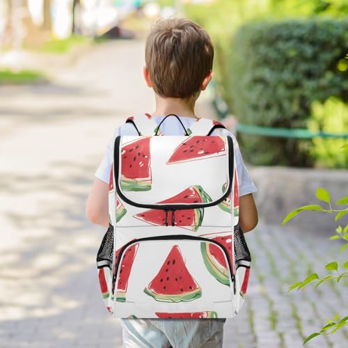 Mochila escolar de sandía con tiras reflectantes de seguridad infantil 7