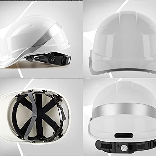 Hard Hat, Shock Absorption Adjustable Helmet Protection with Reflective Stripe for Construction Sites, Adjustable Cap Style, White