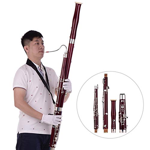 Bassoon,Muslady C Key Maple Wood Body Woodwind Instrument with Reed Cleaning Cloth Carrying Case