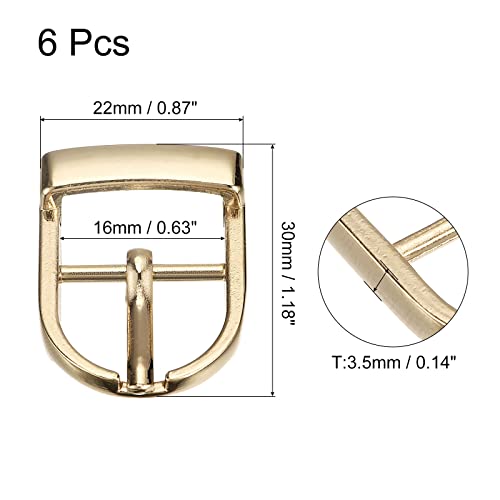 Uxcell Metal Roller Buckle, 6Pcs 1/2 Inch Single Prong Belt Buckle Oval Center Bar Buckles For Leather Craft Accessories, Gold #TOP1