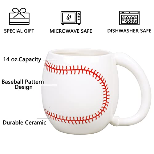 Ceramicfor Baseball Coffee Mug Novelty Christmas Gift For Men Women All Sport Lovers 14 Oz White #TOP2