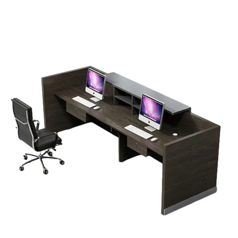 Image of Modern Reception Desk for Office, Hotel, Salon, Clinic, Spa, Studio, Showroom, Hospital & Commercial Lobby, Luxury Wooden Front Reception Counter Table - (RCT-087 LPB L8W2)