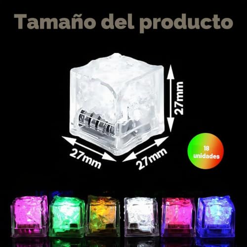 Miniatura 7 de Mizikuu 18 Pcs Cubitos De Hielo Led, Multicolor Luces Bebidas Cubitos De Hielo Con Sensor De Líquido Cubos De Hielo Con Luz De Neón Decoración Para Fiesta, Boda, Club, Bar