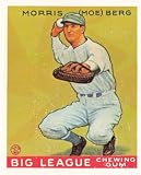 Moe Berg baseball trading card 1977 Dover Reprint #168 1934 Big League mini size 2.5x3 inches Perforated Edges (Was Senators USA Spy)