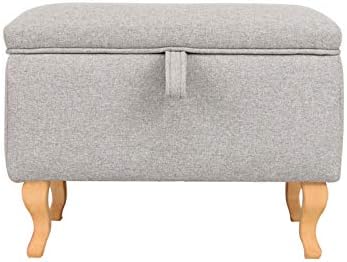 Warmiehomy Ottoman Storage Square Footstool With Bend Wood Legs - Linen Pouffe Chair Multifunction Children Toy Box Stool