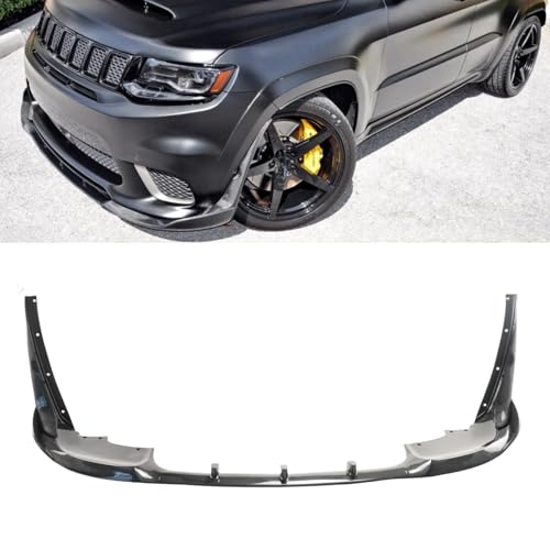 Front Lip with Side Winglets 5Pcs Compatible with for Jeep Grand Cherokee SRT 2017-2021/Trackhawk 2018-2021 V4 Style Front Bumper Lip Splitter Spoiler (Carbon Fiber Print)