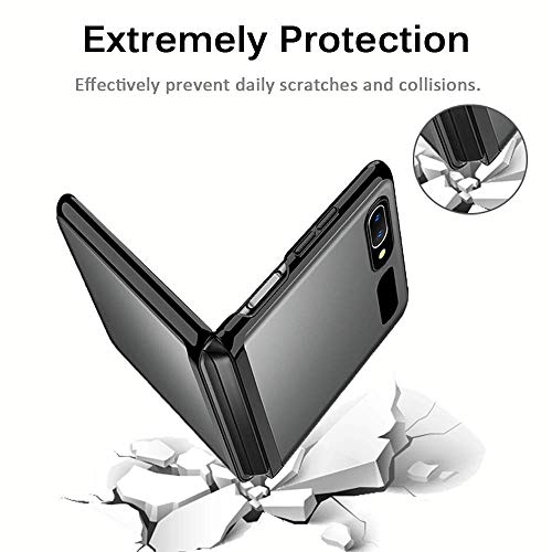Miimall Compatible With Samsung Galaxy Z Flip Crystal Case, Slim Thin Hard Pc Bumper Galaxy Z Flip 5G 2020 Case,Shockproof Anti-Scratch Polycarbonate Cover Case For Galaxy Z Flip(Black) #TOP3