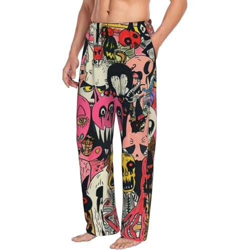 Yellow Dragon Scale Loose Comfortable Pajama Pants For Men With Elastic Waistband Lounge Pants Black2