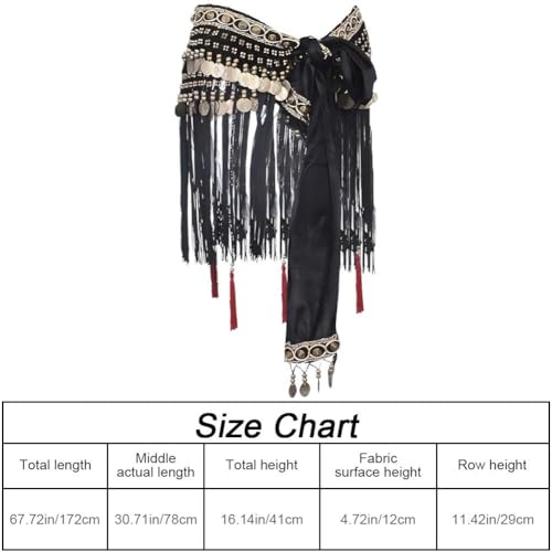 Ceinture de conception tribale pour danse orientale et écharpe de hanche douce à franges - 5