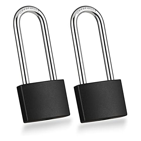 Guliffen Aluminum Keyed Alike Padlocks with Key, Gym Locker Lock with Long Shackle for Gates, Fences, Toolboxes, 2 Pack Cover