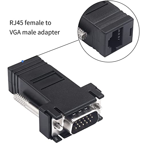 Image of JGD PRODUCTS VGA Extender to CAT5,CAT6 RJ45 Ethernet Network Cable Adapter.(Pack of 1) Black