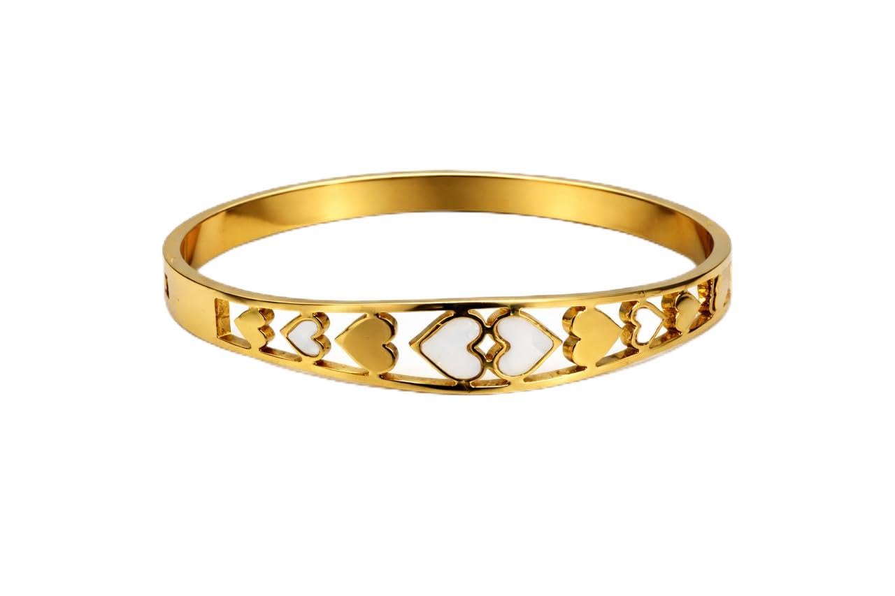Anti-Tarnish Gold-Plated Heart Cut Designer Bracelet for Women-image-17