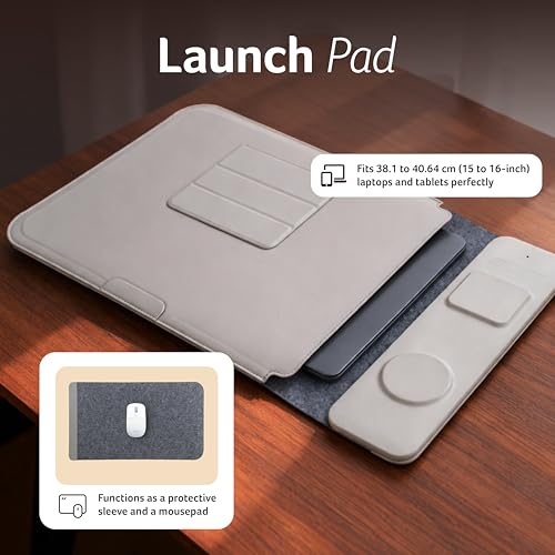 Image of Acer ChargeMate 4-in-1 Wireless Charging Laptop Sleeve for 13 inch - 16 inch Laptops | Fast Charging Pad for Phone & Earbuds | Mousepad | Height Adjustable Flap | Magnetic Closure | Waterproof (Grey)