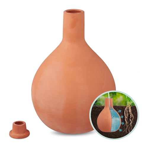 Relaxdays Olla, 3,5 l, Ton, wurzelnahe Bewässerung, Hochbeet & Gewächshaus, weniger Wasserverlust, Tongefäß, terrakotta