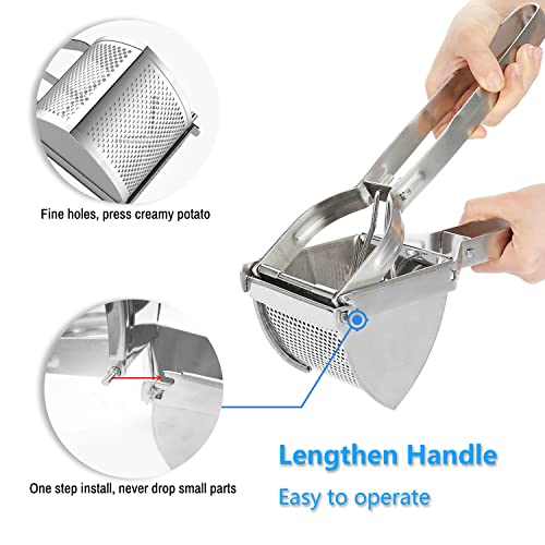 Potato Ricer And Potato Masher Stainless Steel Potato Ricer Heavy Duty Premium Grade, Large Capacity, Mashed Potatoes Masher, Great For Smooth And Fluffy Mashed Potatoes, Puree, Gnocchi #TOP3
