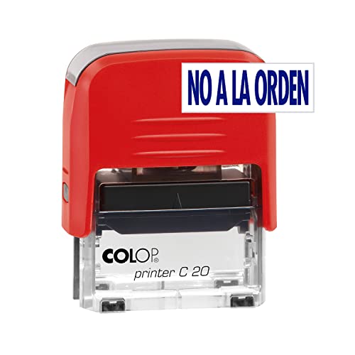 COLOP   Sello para Oficina, Empresas y Comercios con Texto NO A LA ORDEN | con Tamaño de Impresión 14 x 38 cm | Incluye Una Almohadilla de Tinta E/20 en Color Azul
