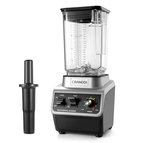 CRANDDI Professional Smoothie Blender, 80oz BPA-Free Countertop Blenders for Smoothies, Shakes & Ice Crushing, 1500W Compact Commercial Kitchen Blender with Stainless Steel Blade, 120V, K96