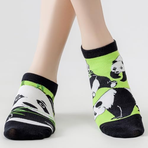 Image of 2 Pairs Funny Cartoon Animal Print Cotton Ankle Socks for Women Teens