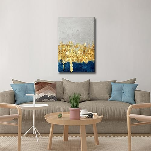 Œuvre d'art moderne grand format avec toile murale abstraite bleu gris